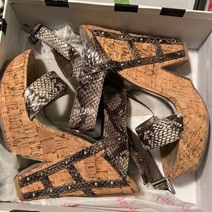 Not Rated Snakeskin Cork Wedge